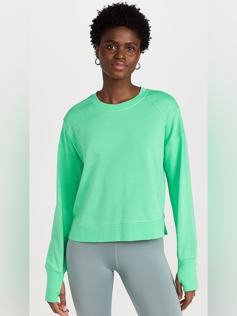 Sweaty Betty After Class Radiate Green Crop Sweatshirt Size Us 8 UK Medium